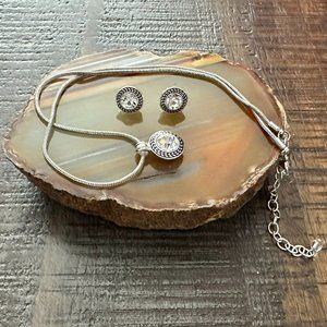 Napier Silver Tone Crystal Swarovski Necklace and Earrings set